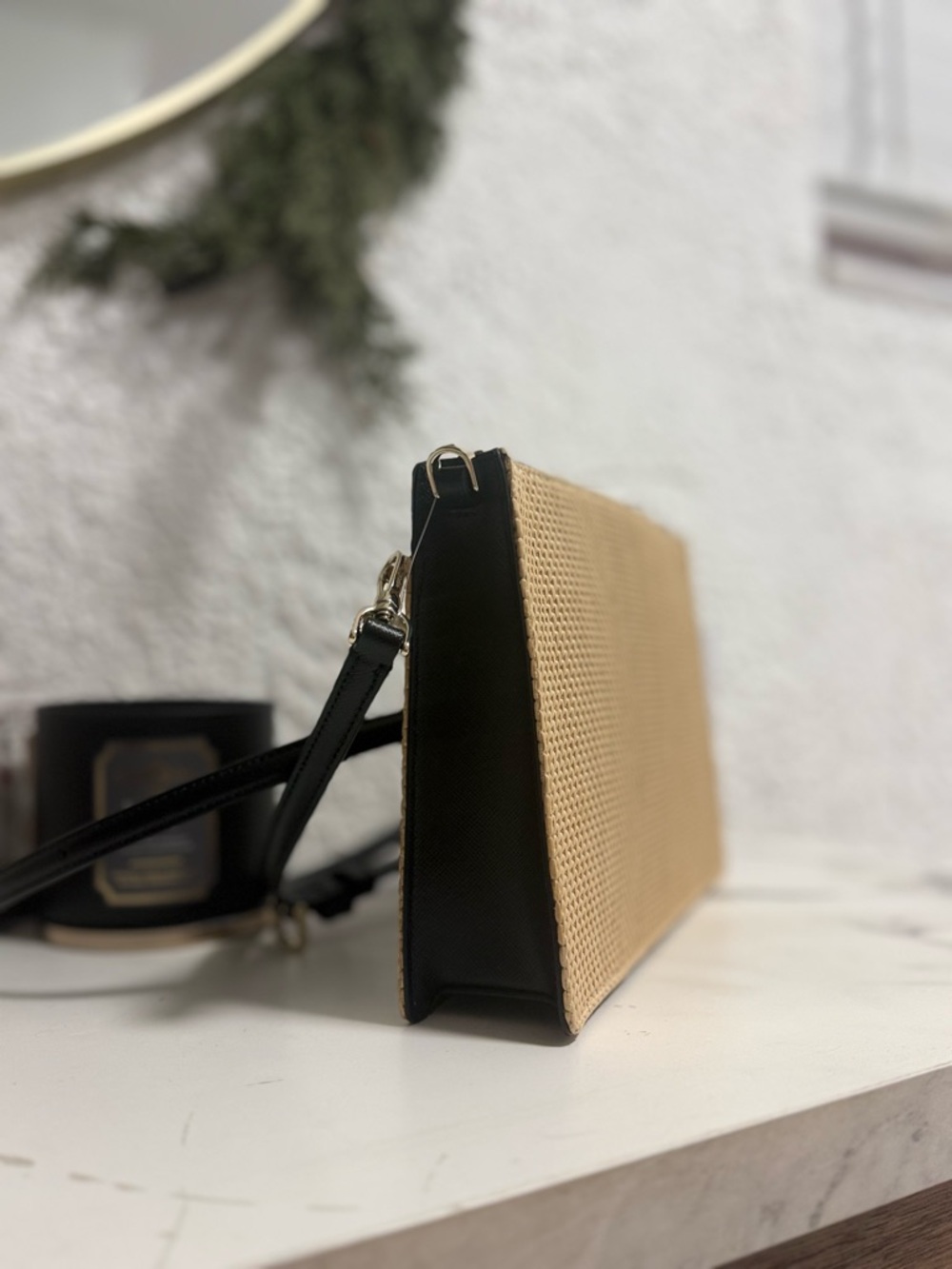 Kate Spade Cameron Street Straw Crossbody Black Purse – NWT - Picture 7 of 8